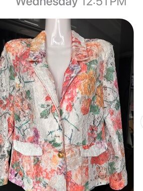 Floral Lace Blazer Jacket - White Multi new